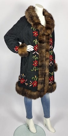 Embroidered Fur Coat   Etsy
