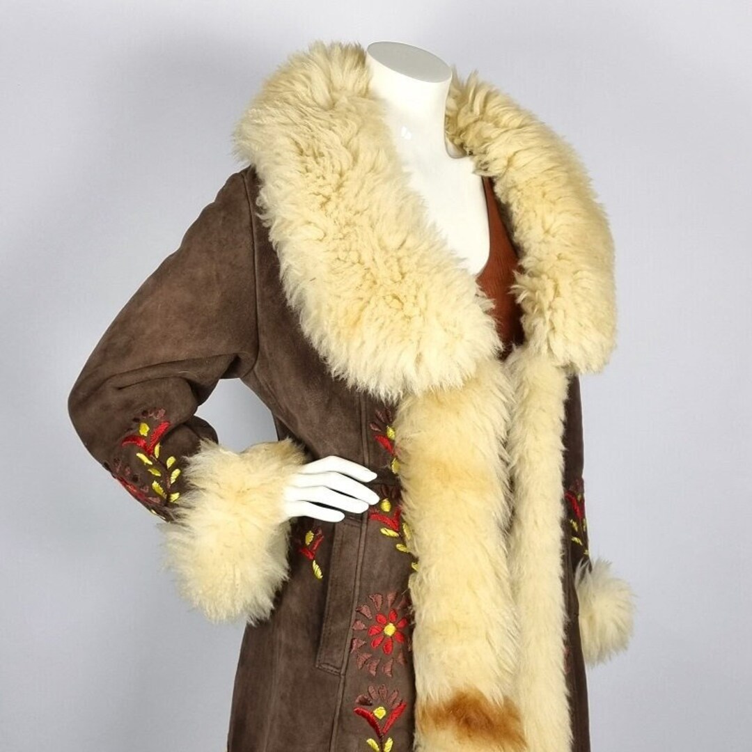 Long Vintage 1960s Afghan Penny Lane Coat With Natural Sheep Etsy