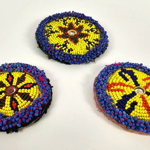 Set of 3 vintage large Kuchi embellishment patches - Afghan sew-on beaded patch application embroidery - vintage tribal nomad patch panel