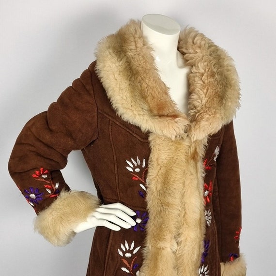 Faux fur top sheepskin coat