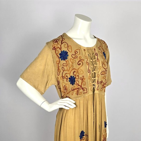 Embroidered Hippie Maxi Dress: Adjustable Floral Boho Viscose Gown - Etsy