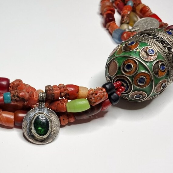 Tribal statement necklace with recycled antique a… - image 3