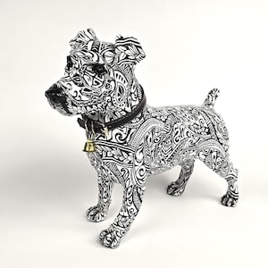 Pop Art Dog Sculpture, Maori Style, Black & White Decor image 1