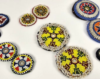 Pair of vintage Kuchi embellishment patch - Afghan sew-on application with beads - vintage tribal nomad patch panel applique for decoration