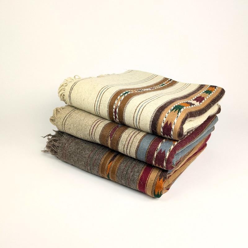 RE-STOCKED: Handmade triple stripe patu body wrap shawl - heavy shepherd's blanket - Afghan patoo - thick army blanket in pure unkempt wool