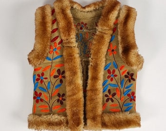 Kids Afghan embroidered bodywarmer vest - for kids & young adults