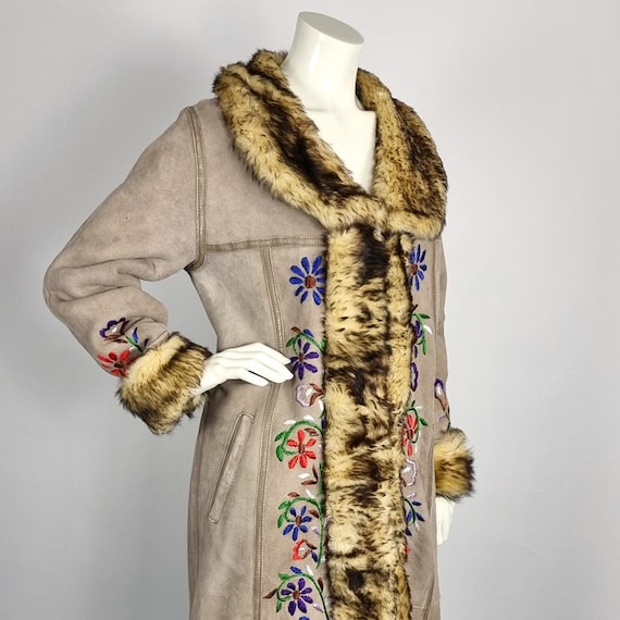 Long vintage Afghan penny lane coat - shearling s… - image 4