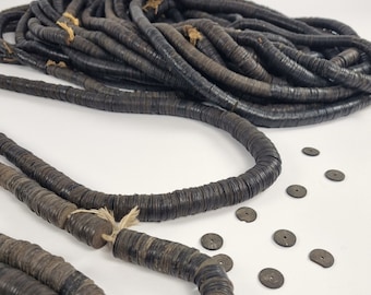 XL Vintage Heishi Coconut Beads: Western Africa Tribal Necklace Strand
