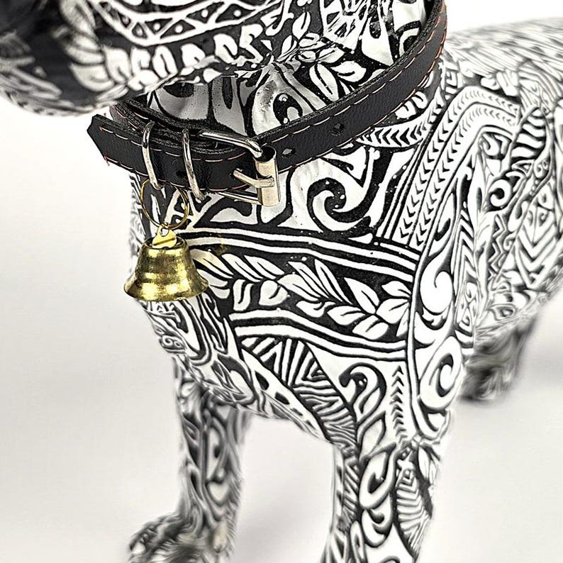 Pop Art Dog Sculpture, Maori Style, Black & White Decor image 5