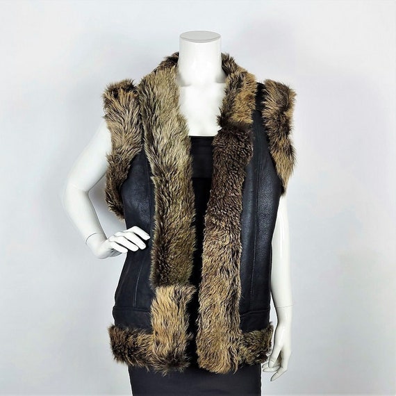 Hallo extase knoflook Leather Bodywarmer Vest With Faux Fur for Unisex - Etsy