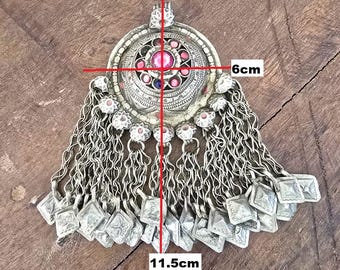 ヴィンテージ クチペンダント：タッセル付きアフガニスタンの