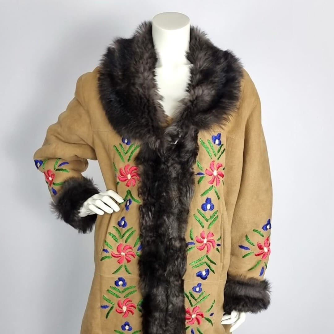 Long Vintage Afghan Penny Lane Winter Coat Afghan Shearling Sheepskin