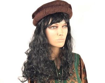 Brown Wool Pakol Hat: Afghan Chitral Cap, Unisex Winter Headwear