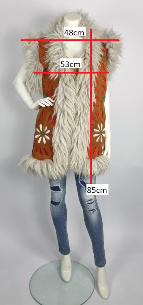 SALE: Vintage Afghan suede bodywarmer vest with d… - image 5