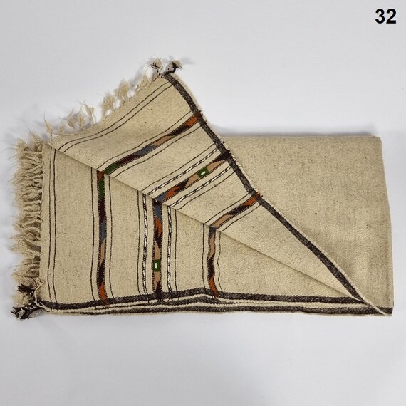 WHITE AFGHAN PATOO Blanket Wool Shawl Patu Long Scarf Thick