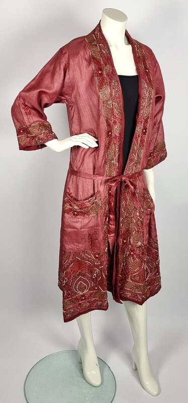 Upcycled Old Robe Upcycled Pure Indian Silk Kimono Robe With Beadwork and Embroidery - Etsy