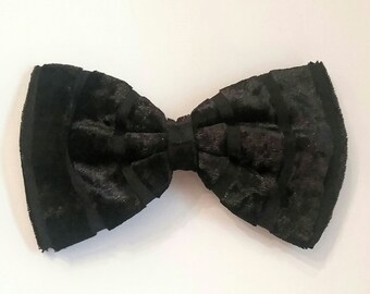 Black Velvet Hair Bow / Winter Hair Bow / Fall Hair Bow