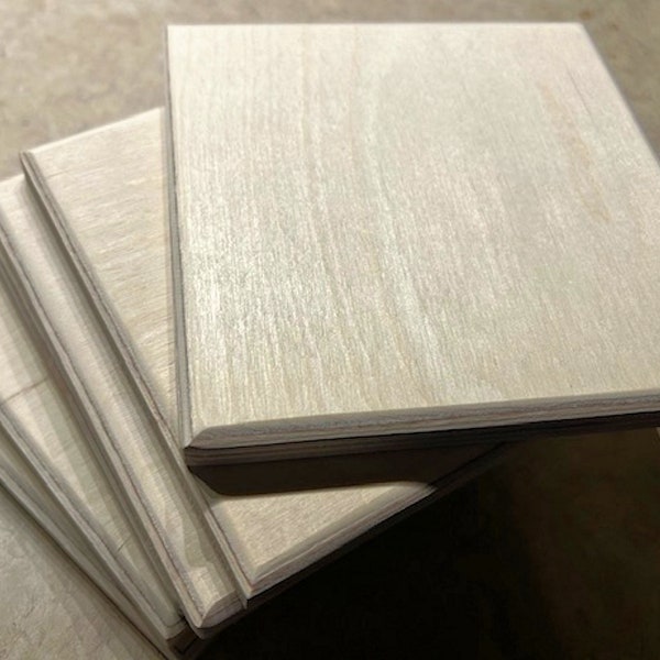 Birch Plywood Wood (5) Squares 5.75" x 5.75" Marine Glue 1/2" Thick Craft Wood