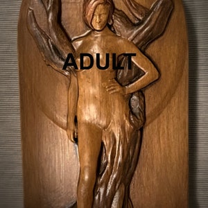 Tree Goddess Wood Statue Carving 8&quot; Tall x 5.25&quot; Wide x 1.5&quot; Thick F3