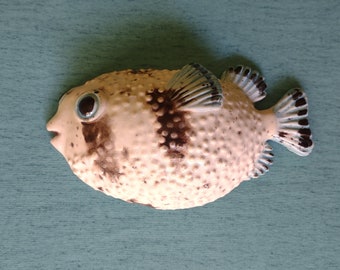 Large spiny puffer fish ceramic wall hanging