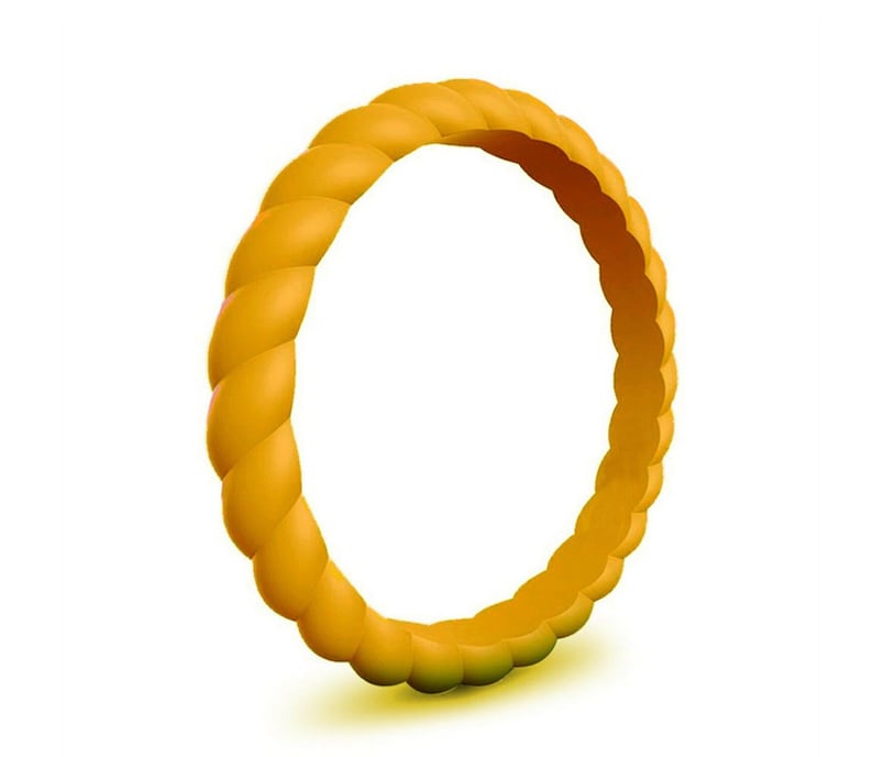 Yellow Silicone Ring,Yellow Wedding Band,Silicone Wedding Ring,Anniversary Ring,Silicone Wedding Ring,Stackable Ring,Braid Ring