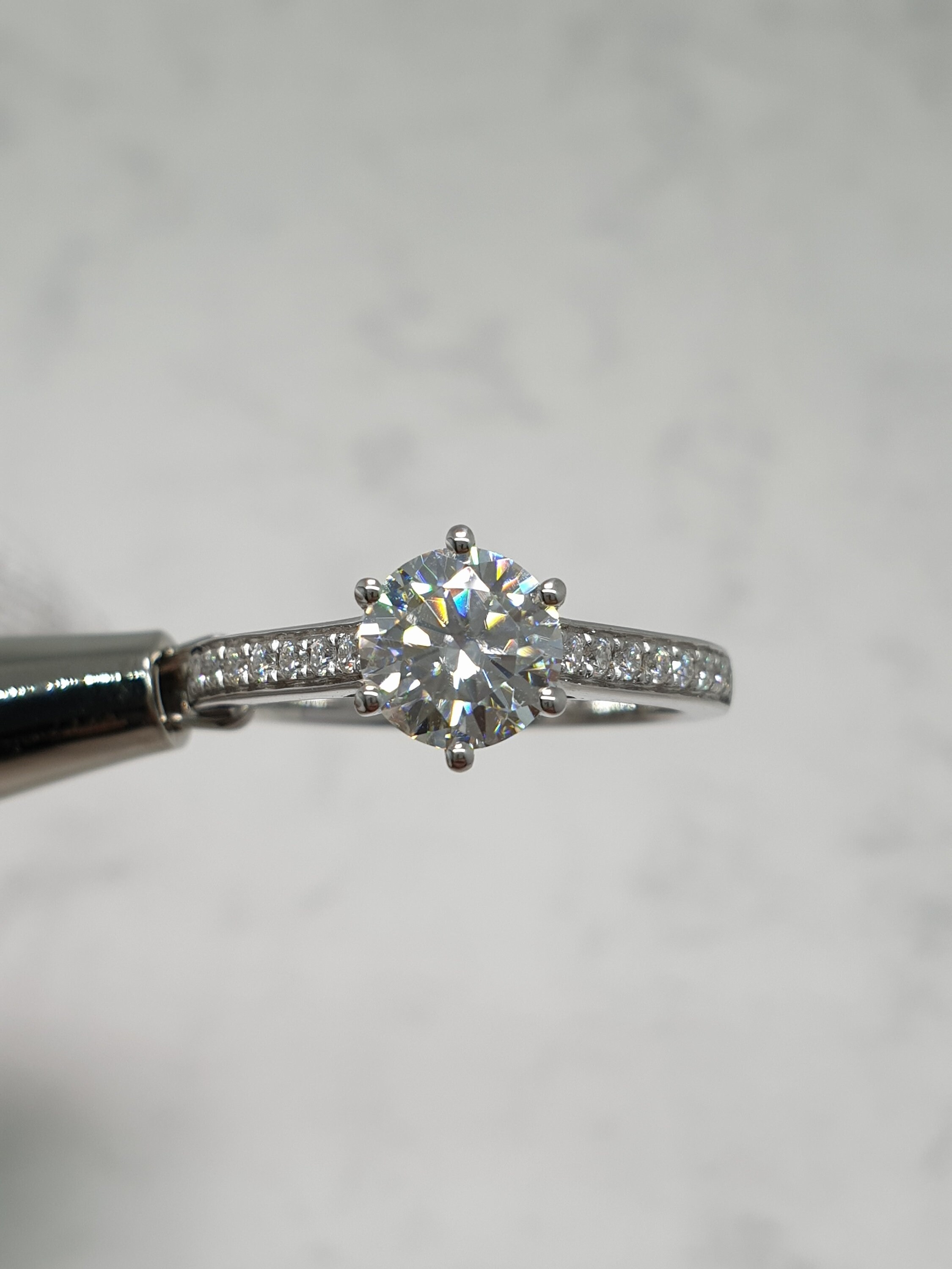 1 Carat Round Moissanite Engagement Ring 6 Prong Channel Set - Etsy