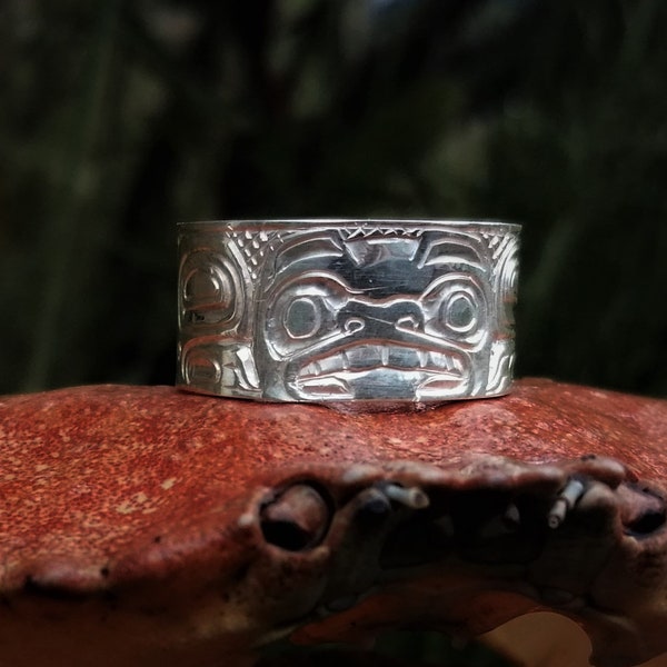 Silver Haida Bear Ring, Custom Engraved Haida Ring, Native American Bear, Pacific Northwest Coast Jewelry,Totem Animal Ring,Carmen Goertzen