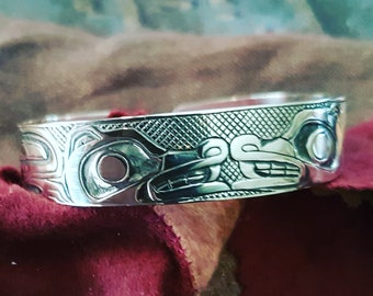 Haida Wolf Bracelet ,Pacific Northwest Coast Art,Haida Jewelry,Carmen Goertzen,Haida Bracelet,Native American Wolf Bracelet,Indigenous Art