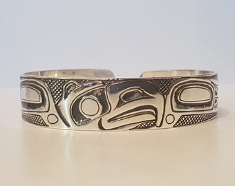 Haida Eagle Bracelet,Northwest Coast Art,Native Canadian Jewelry,Haida Art,Haida Gwaii,Silver Eagle Bracelet,Carmen Goertzen,Indigenous Art