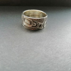 Silver Raven Ring, Haida Raven Moon, Northwest Coast Jewelry, Abalone ...