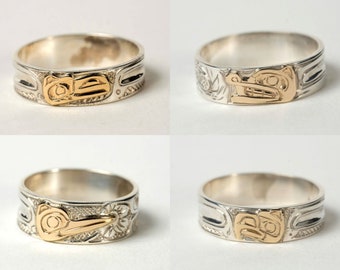 Choose Your Own Haida Animal Ring,Custom Engraved Haida Ring, 14k Gold, Pacific Northwest Coast Jewelry,Totem Animal Ring,Carmen Goertzen