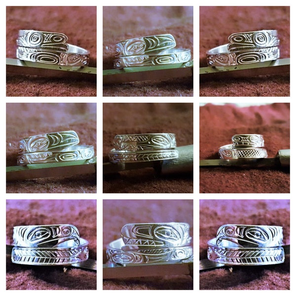 Choose Your Own Haida Animal Wrap Ring,Custom Engraved Haida Ring,Northwest Coast Ring,Custom Native Ring,Authentic Haida,Neil Goertzen