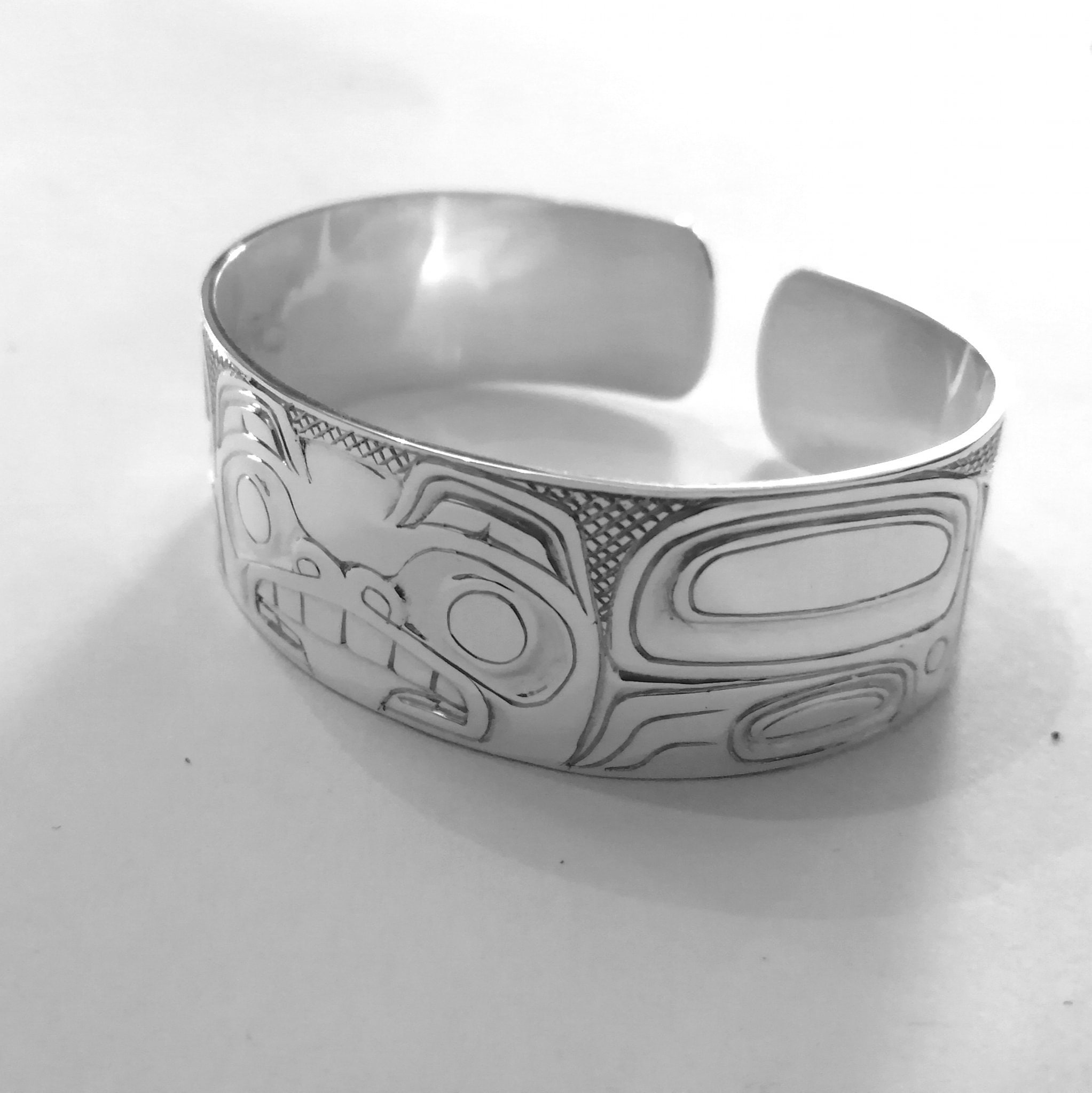Bear Native Silver Bracelet Pacific Northwest Coast Salish First Nation Jewelry 