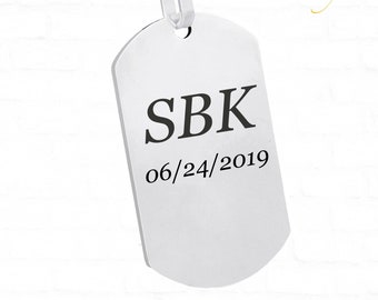 Silver Gold Engraved Custom Dog Tag Necklace, Personalized Dog Tag, Men Women boyfriend bride groomsman gift, wedding photo, photo engraved