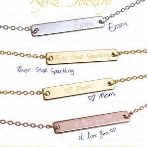 Actual Handwriting Bar bracelet, Personalized bar bracelet, Your Handwriting, Custom Name bracelet,  anniversary gift monogram wedding date