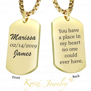 Silver Gold Engraved Custom Dog Tag Necklace, Personalized Dog Tag, Men Women boyfriend bride groomsman gift, wedding photo, photo engraved
