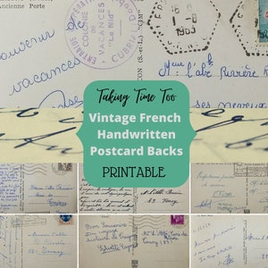 Druckbare Vintage Französische PostkartenRücken, jede handgeschrieben in ganz unterschiedlichen Stilen. Einzigartige Karte digitale Downloads für Deinen Bastelgebrauch.