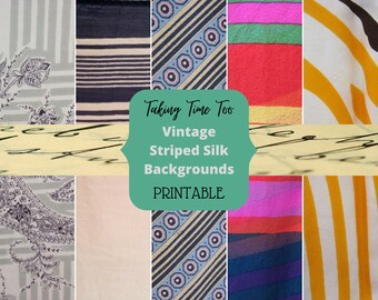 Printable Vintage Striped Silk Designs, varying stripe patterns for paper craft project, journal, scrapbooking or card making.