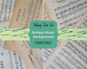 Printable French antique music collages. Musical backgrounds for junk journals, scrapbooks, craft projects home decor.