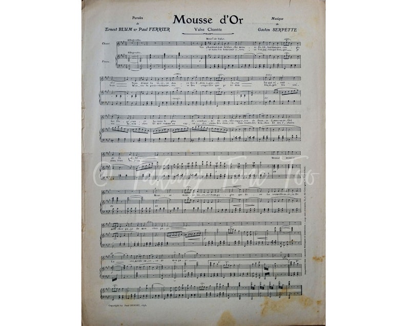 Printable Antique French Music Sheets With Wonderful Aged Ephemera Look ...