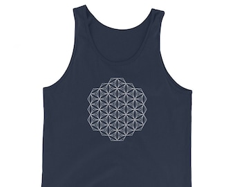 Asanoha/Flower of Life Tank, minimaal, Art Deco shirt, yoga tanktop, visionaire kunst streetwear, psychedelische tanktop, heilige geometrie tanktop