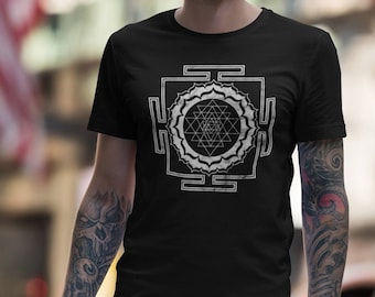 Sri Yantra Shirt Heilige Geometrie Shirt für Männer Unisex psychedelische Meditation Kunst T-Shirt