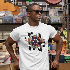 Psychedelische geometrische Shirt, Heilige Geometrie Shirt für Männer, Geschenk für Freund, visionäre Kunst Shirt, Herren Raum Shirt, coole Sommer Shirt Männer
