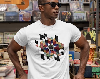 Psychedelische geometrische Shirt, Heilige Geometrie Shirt für Männer, Geschenk für Freund, visionäre Kunst Shirt, Herren Raum Shirt, coole Sommer Shirt Männer