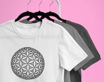 3D Flower of Life Shirt Sacred Geometry Shirt Mens Psychedelic Tshirt Mens Festival Clothing Cool Shirts For Men Fibonacci Phi Optical Opart