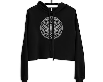 Yoga Crop Hoodie, Womens Heilige Geometrie Hoodie, Womens Festival Kleding, Psychedelische Hoodie voor Vrouwen