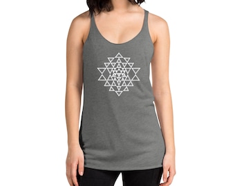 Sri Yantra Women's Racerback Tank, Womens Yoga Tank, Spirituele Tanktop, Festival Tank, Workout Tanktop, Geometrische Tanktop, Minimale Top