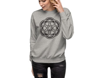 Moletom de geometria sagrada, moletom de semente da vida, moletom psicodélico, camisa de festival, pulôver geométrico unissex de lã com gola redonda