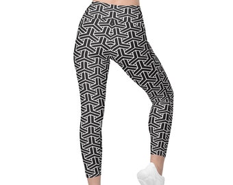 Yoga Leggings With Pockets, Sacred Geometry Leggings, Womens Yoga Pants with Pockets, Workout Leggings, Festival Clothing