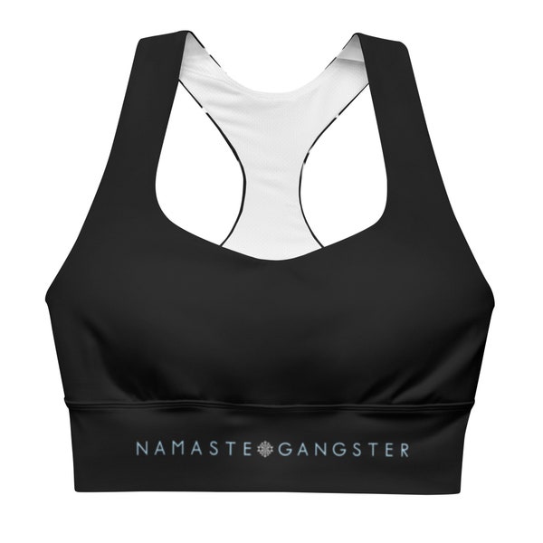 Sacred Geometry Longline Sports Bra, Flower of Life Yoga Bra, Namaste Gangster Brand Yoga Top